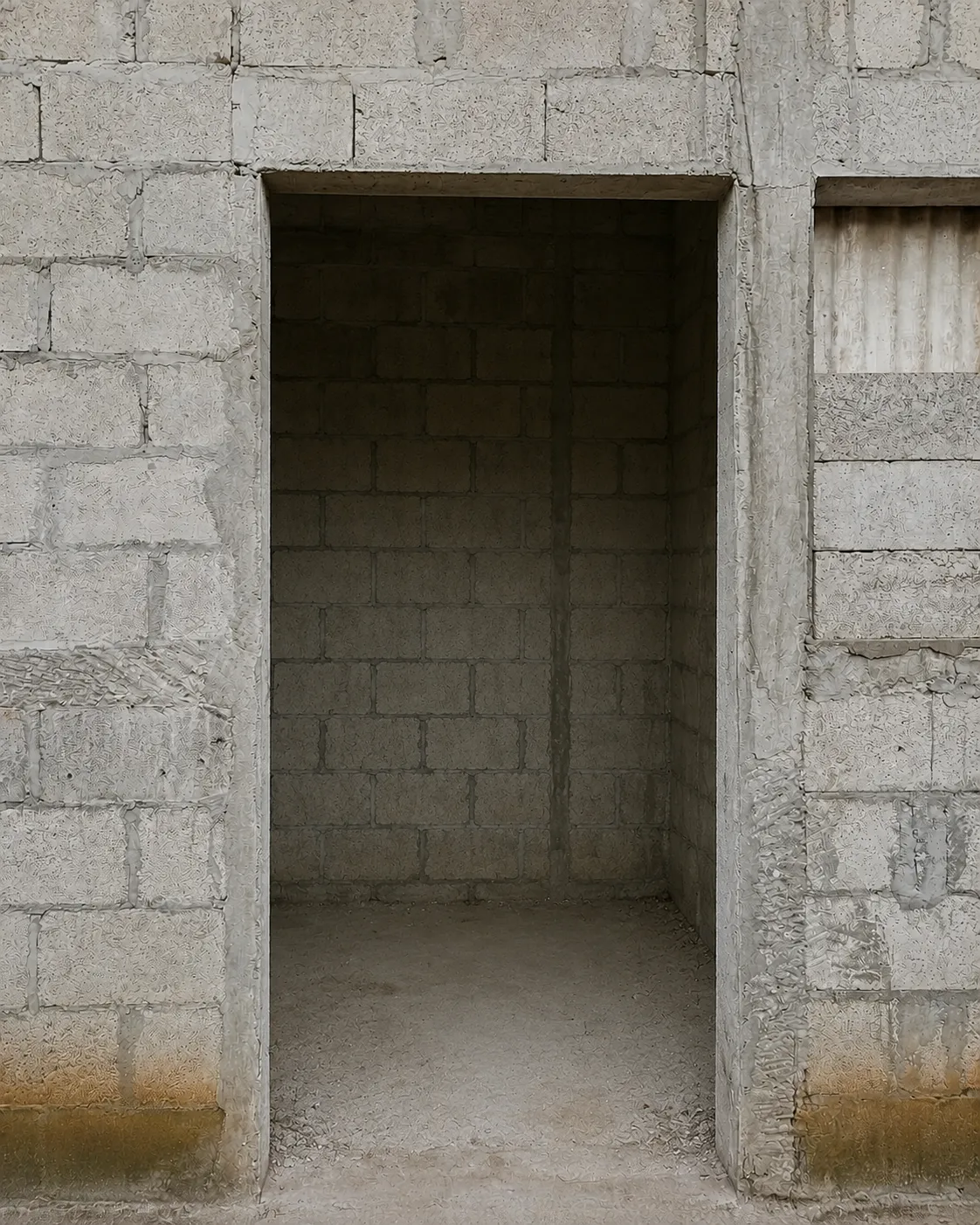 Vano de puerta preparado en una construcción de mampostería